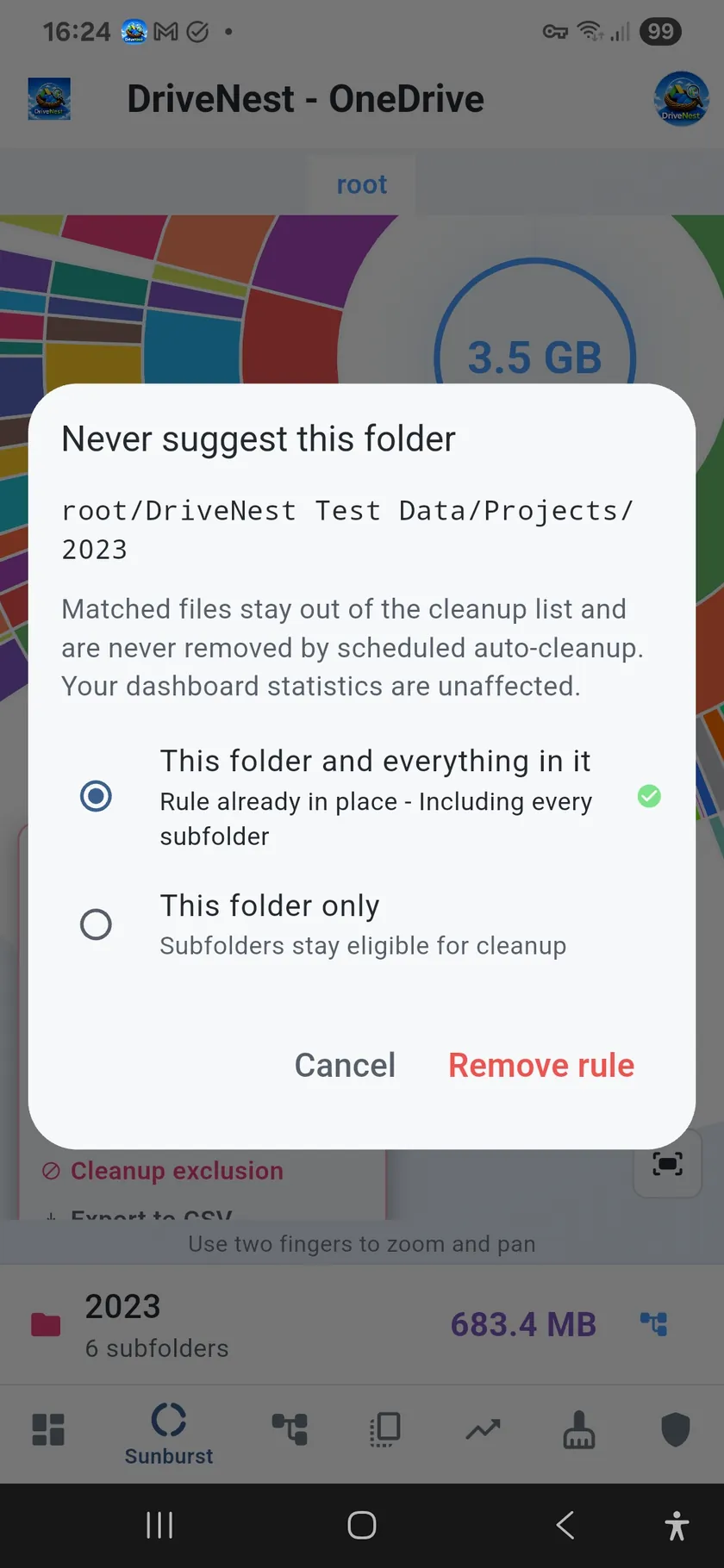 Cleanup exclusion rule - Light
